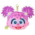 Japan Sesame Street Plush Pass Case Pouch with Reel - Abby Happy - 1