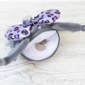 Japan Sanrio Plush Pass Case Pouch with Reel - Kuromi : Leopard Purple - 3