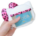 Japan Sanrio Plush Pass Case Pouch with Reel - Hello Kitty : Leopard Pink - 2