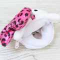 Japan Sanrio Plush Pass Case Pouch with Reel - Hello Kitty : Leopard Pink - 3