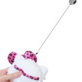 Japan Sanrio Plush Pass Case Pouch with Reel - Hello Kitty : Leopard Pink - 4