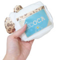 Japan Sanrio Plush Pass Case Pouch with Reel - Hello Kitty : Leopard Brown - 2