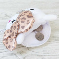 Japan Sanrio Plush Pass Case Pouch with Reel - Hello Kitty : Leopard Brown - 3