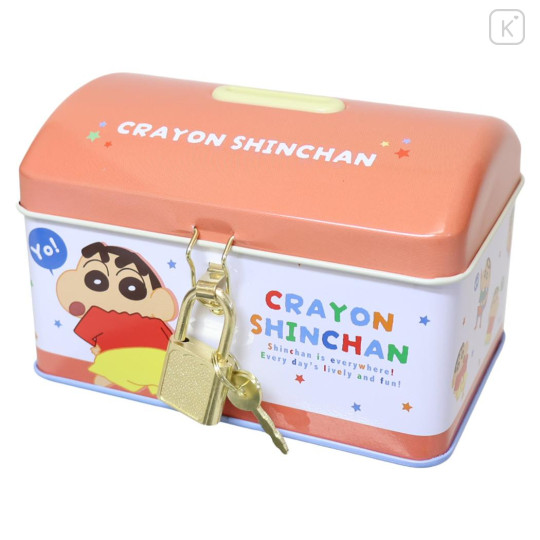 Japan Crayon Shin-chan Can Piggy Bank with Lock Case - Shinnosuke Nohara : Orange - 1