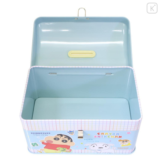 Japan Crayon Shin-chan Can Piggy Bank with Lock Case - Shinnosuke Nohara & Shiro : Blue - 3