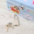 Japan Crayon Shin-chan Can Piggy Bank with Lock Case - Shinnosuke Nohara & Shiro : Blue - 5
