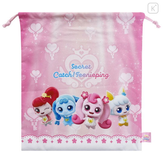 Japan Catch Teenieping Drawstring Bag (L) - Charcaters Pink - 1