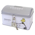 Japan Peanuts Can Piggy Bank with Lock Case - Snoopy & Woodstock : Grey - 1