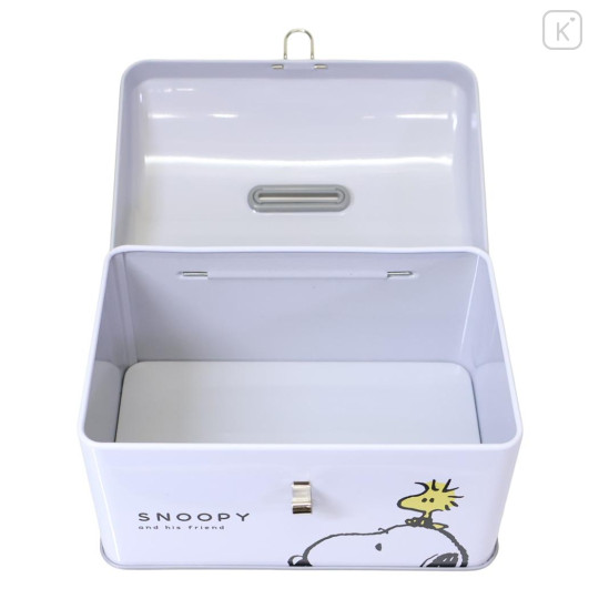 Japan Peanuts Can Piggy Bank with Lock Case - Snoopy & Woodstock : Grey - 3