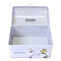 Japan Peanuts Can Piggy Bank with Lock Case - Snoopy & Woodstock : Grey - 3