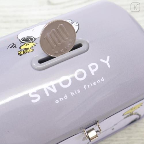 Japan Peanuts Can Piggy Bank with Lock Case - Snoopy & Woodstock : Grey - 4