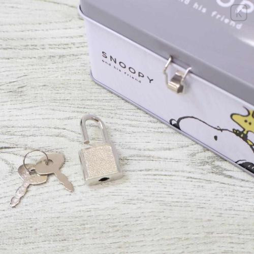 Japan Peanuts Can Piggy Bank with Lock Case - Snoopy & Woodstock : Grey - 5