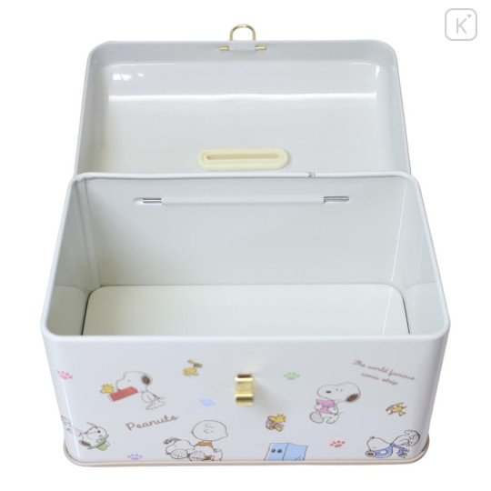 Japan Peanuts Can Piggy Bank with Lock Case - Olaf & Snoopy & Woodstock : Beige - 3