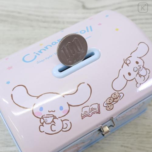 Japan Sanrio Can Piggy Bank with Lock Case - Cinnamoroll : Milk Blue - 4
