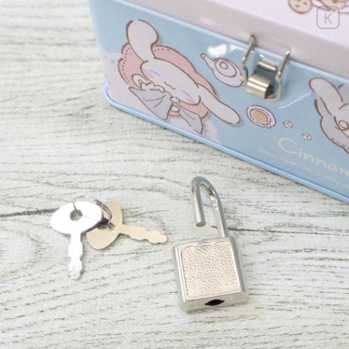 Japan Sanrio Can Piggy Bank with Lock Case - Cinnamoroll : Milk Blue - 5