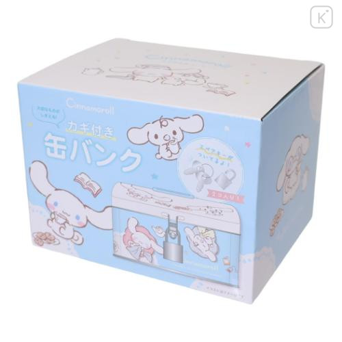 Japan Sanrio Can Piggy Bank with Lock Case - Cinnamoroll : Milk Blue - 6