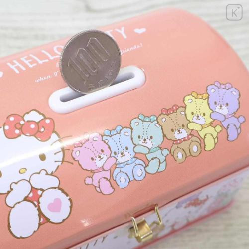 Japan Sanrio Can Piggy Bank with Lock Case - Hello Kitty & Tiny Chum - 4