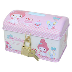 Japan Sanrio Can Piggy Bank with Lock Case - My Melody : Cake Party