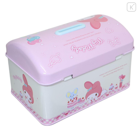 Japan Sanrio Can Piggy Bank with Lock Case - My Melody : Cake Party - 2