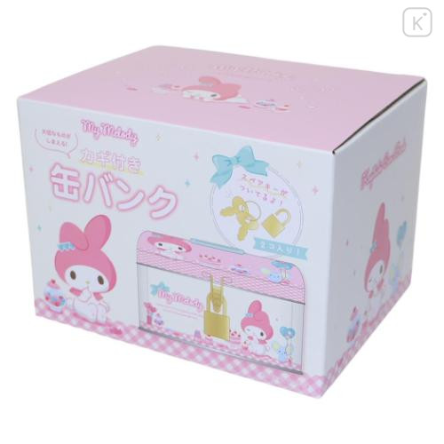 Japan Sanrio Can Piggy Bank with Lock Case - My Melody : Cake Party - 6