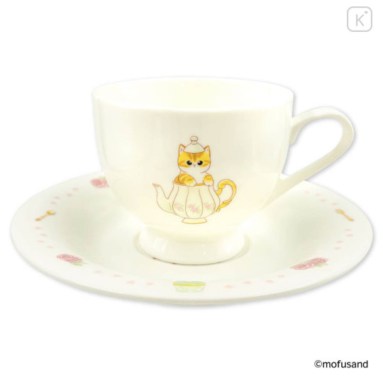 Japan Mofusand Teacup & Saucer Set - Fairytale Cat Tea Party Pink - 1