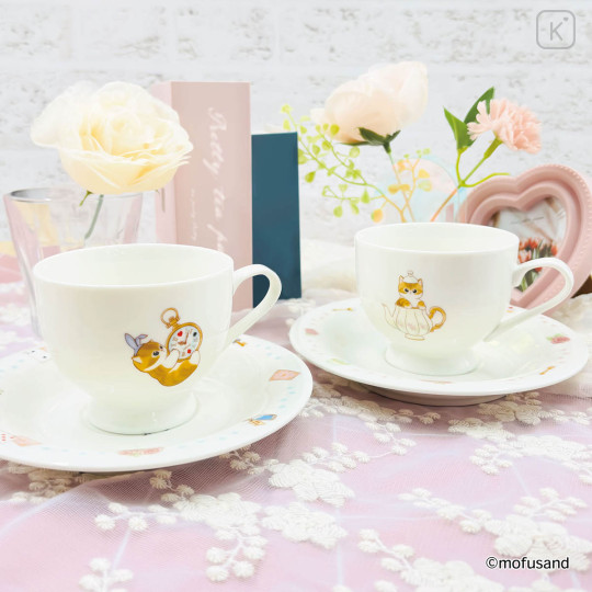 Japan Mofusand Teacup & Saucer Set - Fairytale Cat Tea Party Pink - 2