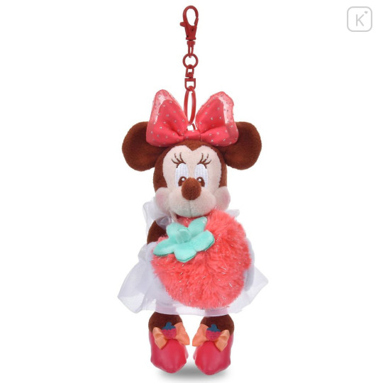Japan Disney Store Plush Keychain - Minnie : Glossy Fruits Strawberry - 1
