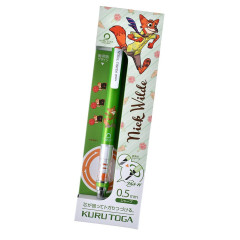 Japan Disney Store Kuru Toga Mechanical Pencil - Zootopia : Nick Wilde & Lemming Metallic Green