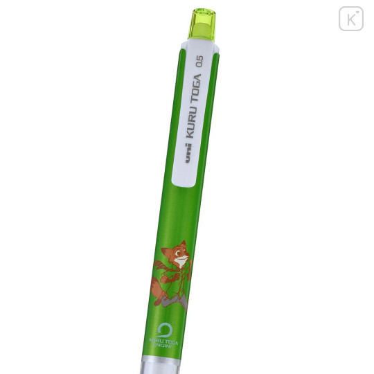 Japan Disney Store Kuru Toga Mechanical Pencil - Zootopia : Nick Wilde & Lemming Metallic Green - 3