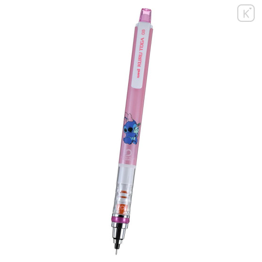 Japan Disney Store Kuru Toga Mechanical Pencil - Scrump & Stitch : Metallic Pink Ribbon - 2