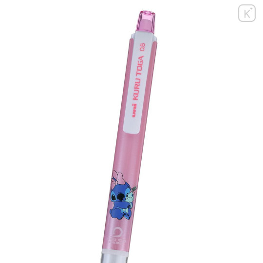 Japan Disney Store Kuru Toga Mechanical Pencil - Scrump & Stitch : Metallic Pink Ribbon - 3