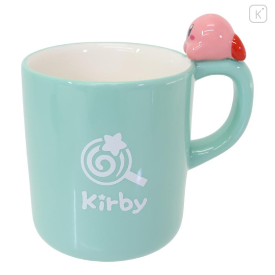 Japan Kirby 3D Porcelain Mug with Nokkari Figure - Kirby : Happy Mint - 1