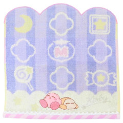Japan Kirby Mini Towel Jacquard Handkerchief - Kirby & Waddle Dee : Good Night Purple Cloud