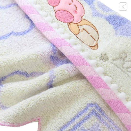 Japan Kirby Mini Towel Jacquard Handkerchief - Kirby & Waddle Dee : Good Night Purple Cloud - 2