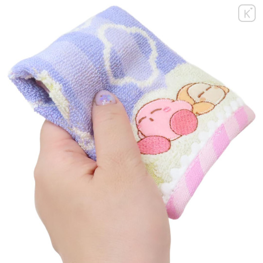 Japan Kirby Mini Towel Jacquard Handkerchief - Kirby & Waddle Dee : Good Night Purple Cloud - 3