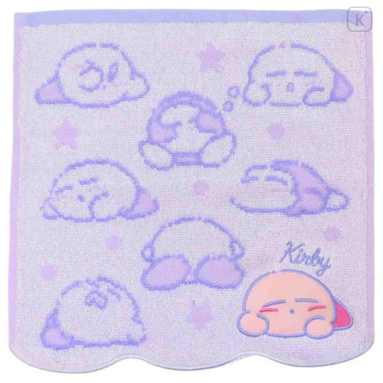 Japan Kirby Mini Towel Jacquard Handkerchief - Kirby & Waddle Dee : Good Night Purple - 1