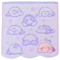 Japan Kirby Mini Towel Jacquard Handkerchief - Kirby & Waddle Dee : Good Night Purple