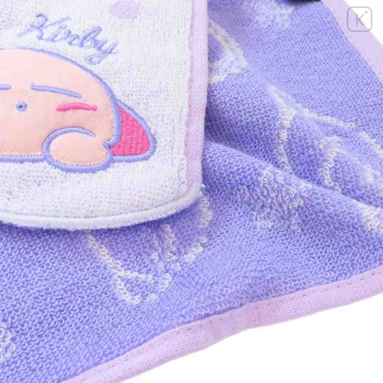 Japan Kirby Mini Towel Jacquard Handkerchief - Kirby & Waddle Dee : Good Night Purple - 2