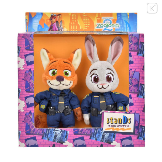 Japan Disney Store StanDs Plush Toy Set - Zootopia 2 : Officer Judy Hopps & Nick Wilde Self-Standing - 1