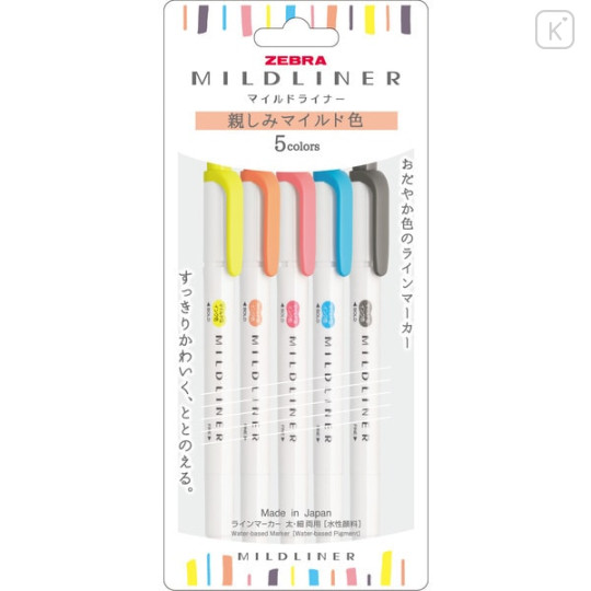 Japan Zebra Mildliner Double-sided Highlighter Set - 5 Friendly Colors - 1