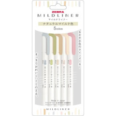 Japan Zebra Mildliner Double-sided Highlighter Set - 5 Natural Mild Colors