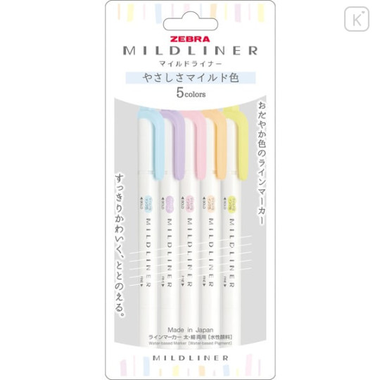 Japan Zebra Mildliner Double-sided Highlighter Set - 5 Gentle Mild Colors - 1