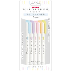 Japan Zebra Mildliner Double-sided Highlighter Set - 5 Gentle Mild Colors