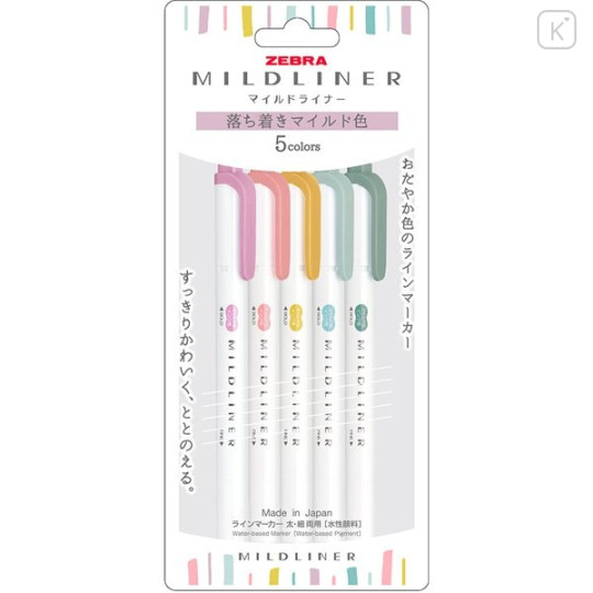 Japan Zebra Mildliner Double-sided Highlighter Set - 5 Calm Mild Colors - 1