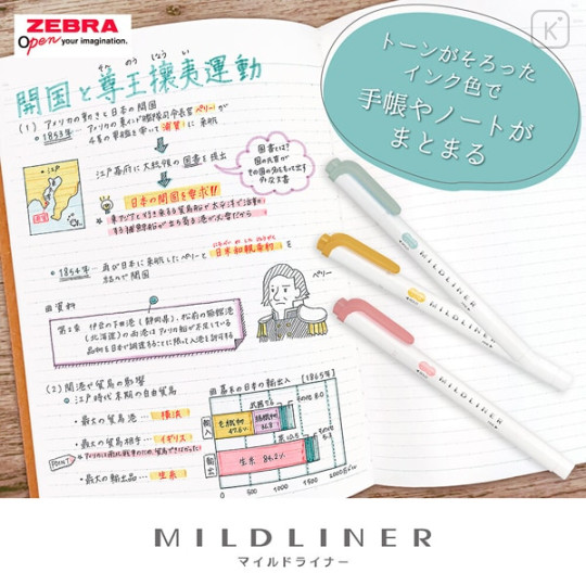 Japan Zebra Mildliner Double-sided Highlighter Set - 5 Calm Mild Colors - 5