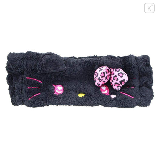 Japan Sanrio Hair Band with Ears - Hello Kitty : Heart Eyes Leopard Pink Black - 1