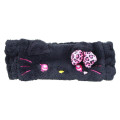 Japan Sanrio Spa Headband with Ears - Hello Kitty : Heart Eyes Leopard Pink Black - 1