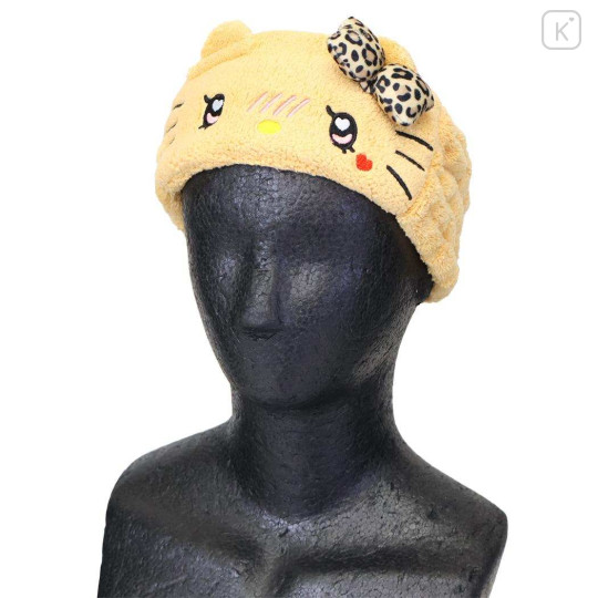 Japan Sanrio Spa Headband with Ears - Hello Kitty : Heart Eyes Leopard Tan - 3
