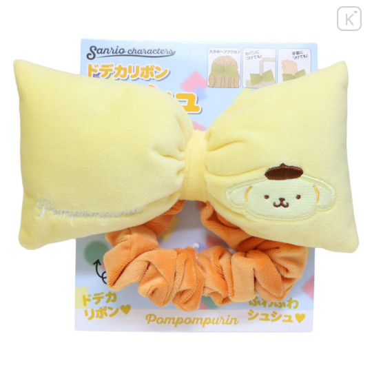 Japan Sanrio Hair Scrunchie - Pompompurin : Big Ribbon - 1