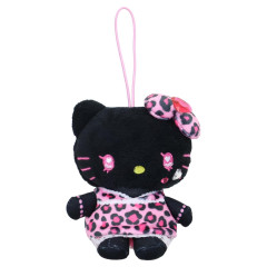 Japan Sanrio Petit Mini Mascot Holder - Hello Kitty : Heart Eyes Leopard Pink Black